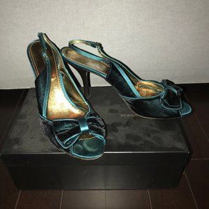 BCBG Teal Velvet Slingback Heels Size 10